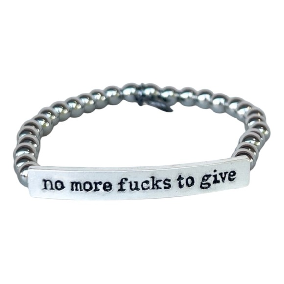 No F**ks To Give Silver Toned Beaded Stretch Bracelet - Picture 1 of 1